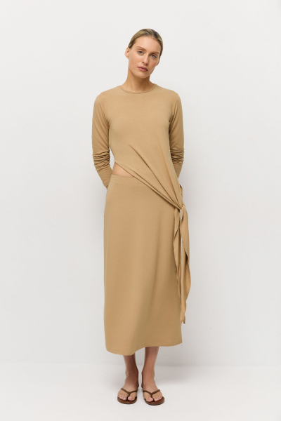 Лонгслив асимметричный AROUND, цвет: бежевый,  купить онлайн