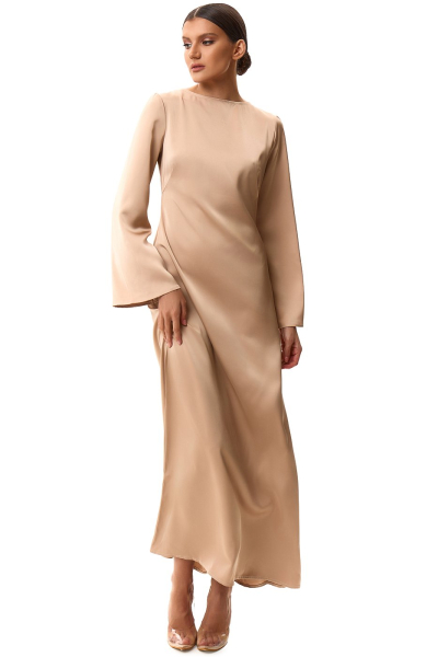 Платье приталенное макси SODAMODA, цвет: бежевый, 11999 купить онлайн