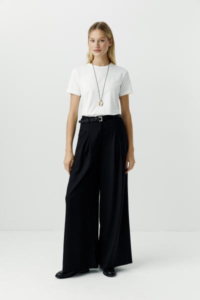 Брюки палаццо с глубокими складками Charmstore, цвет: Черный, 101-17833-880 купить онлайн
