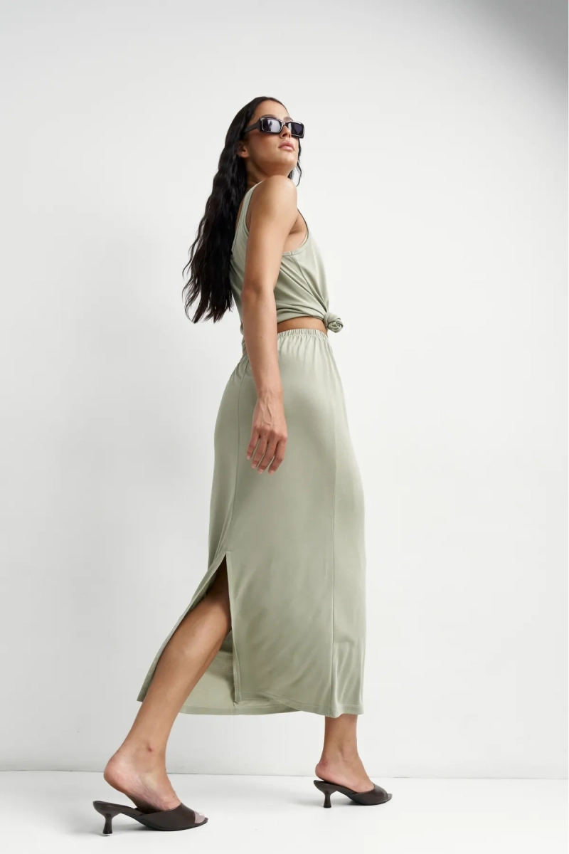 Юбка из лиоцелла ERISTSTORE, цвет: хаки, НФ-00004066 купить онлайн