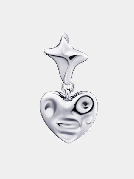 Моносерьга фактурное сердце