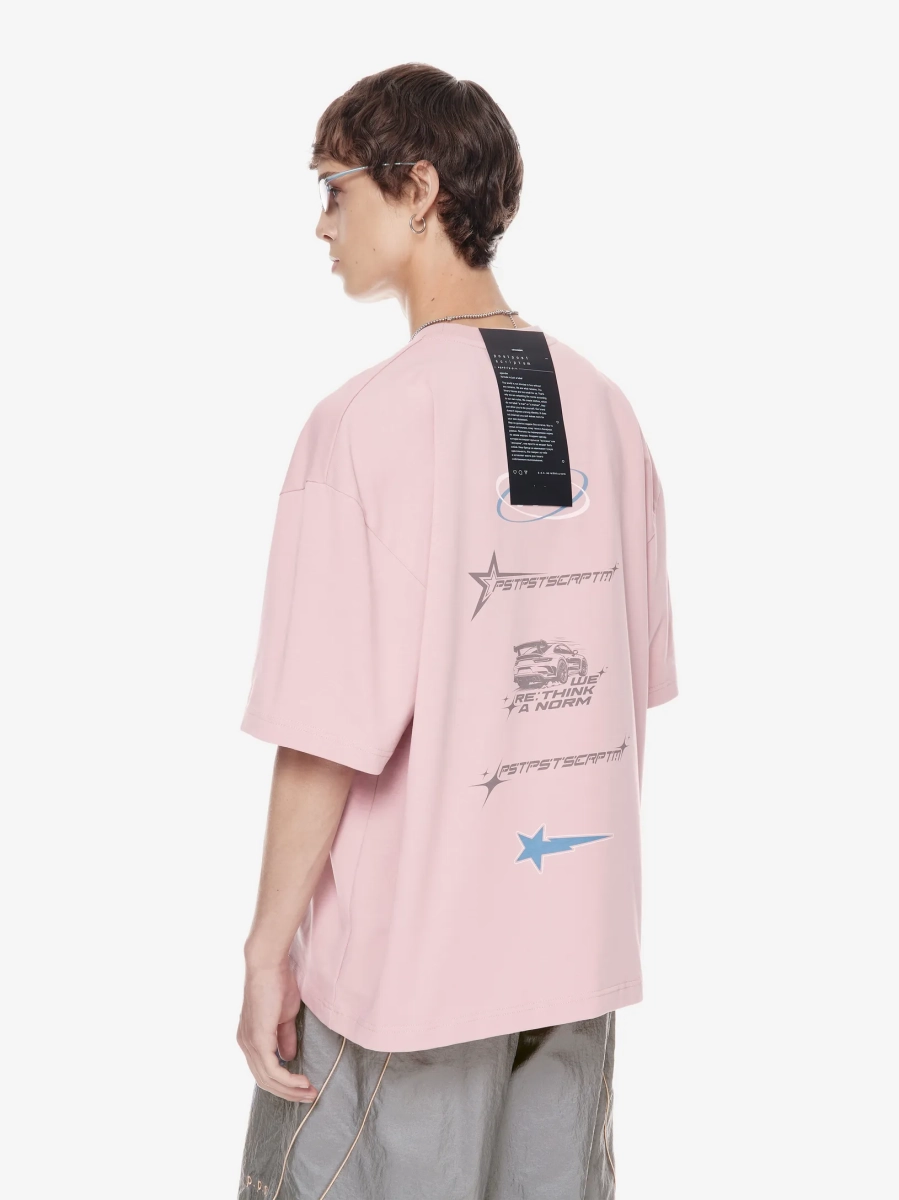 Футболка оверсайз с принтом POST POST SCRIPTUM, цвет: розовый, 1131.002.00.03.420 купить онлайн