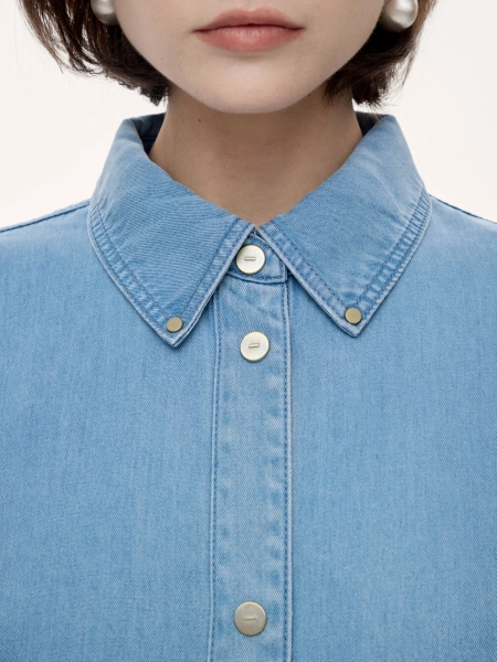 Женская рубашка из легкого денима MUTED, цвет: голубой, 904825.WSHR0024_Light-blue купить онлайн