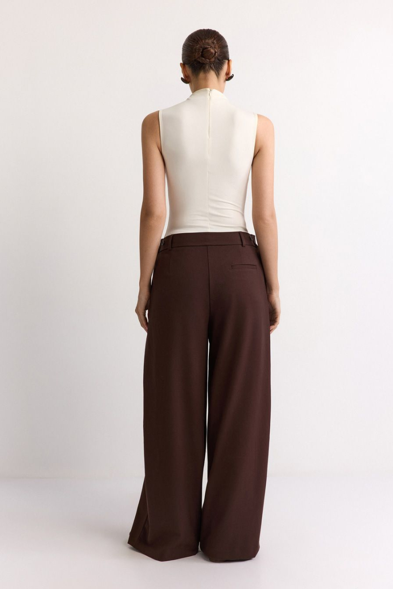 Брюки широкие с защипами TOPTOP, цвет: коричневый, TTS.032.18768.700 купить онлайн