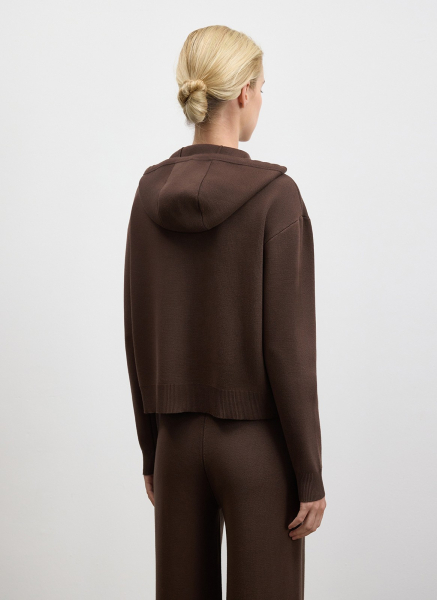Джемпер с капюшоном на молнии вязаный ALL WE NEED, цвет: коричневый,  купить онлайн