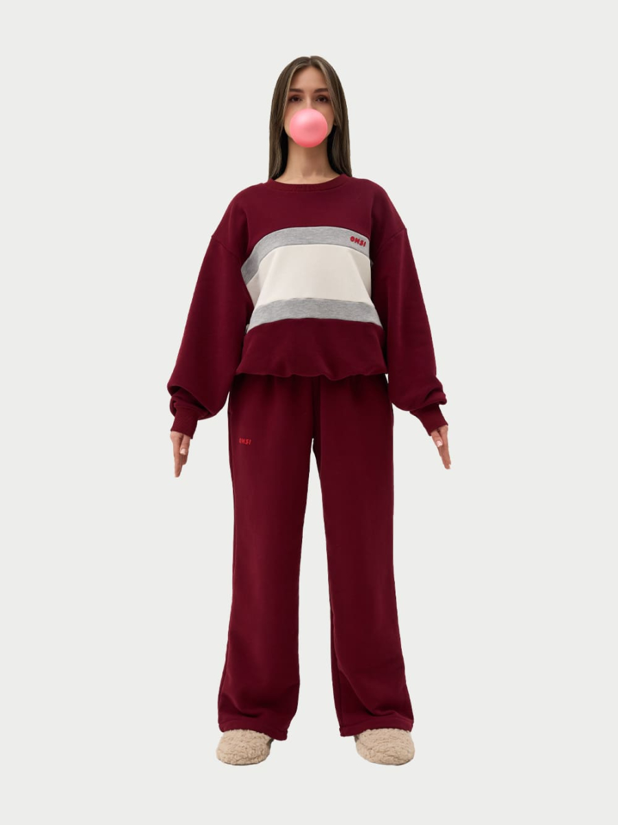 Свитшот с цветными вставками ONSI, цвет: Бордовый,  купить онлайн