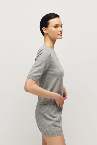 Джемпер пуантель из хлопка с кашемиром AROUND, цвет: серый меланж, 219_129CC06 купить онлайн