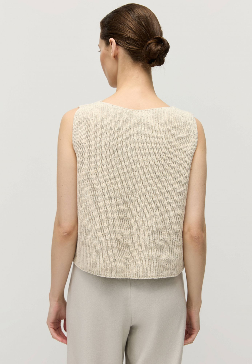 Жилет на пуговицах из переработанного хлопка AROUND, цвет: белый песок, 219_138С01 купить онлайн