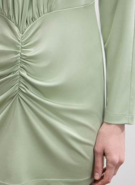 Платье мини со сборками ALL WE NEED, цвет: зеленый,  купить онлайн