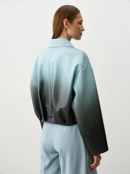 Бомбер из мягкой премиальной экокожи ANNA PEKUN, цвет: голубой, 13.2548.610 купить онлайн