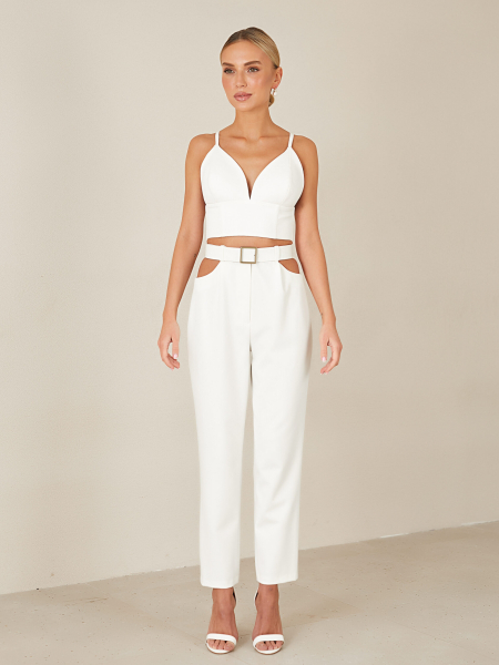 Брюки с вырезами на бедрах I.B.W., цвет: белый, ES009 купить онлайн