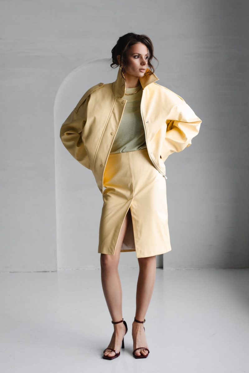 Бомбер из экокожи VLVT, цвет: Желтый, 00-00005292 купить онлайн