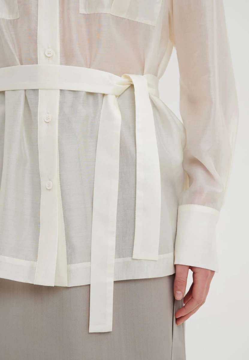 Рубашка свободного кроя с поясом CHUBA, цвет: белый,  купить онлайн