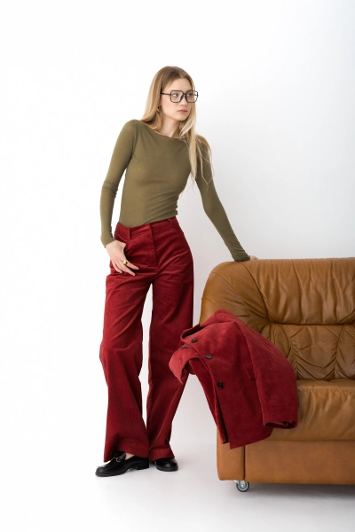 Брюки из вельвета Ricoco, цвет: зимний ягодный, 3078/3 купить онлайн Брюки из вельвета Ricoco, цвет: зимний ягодный, 3078/3 купить онлайн