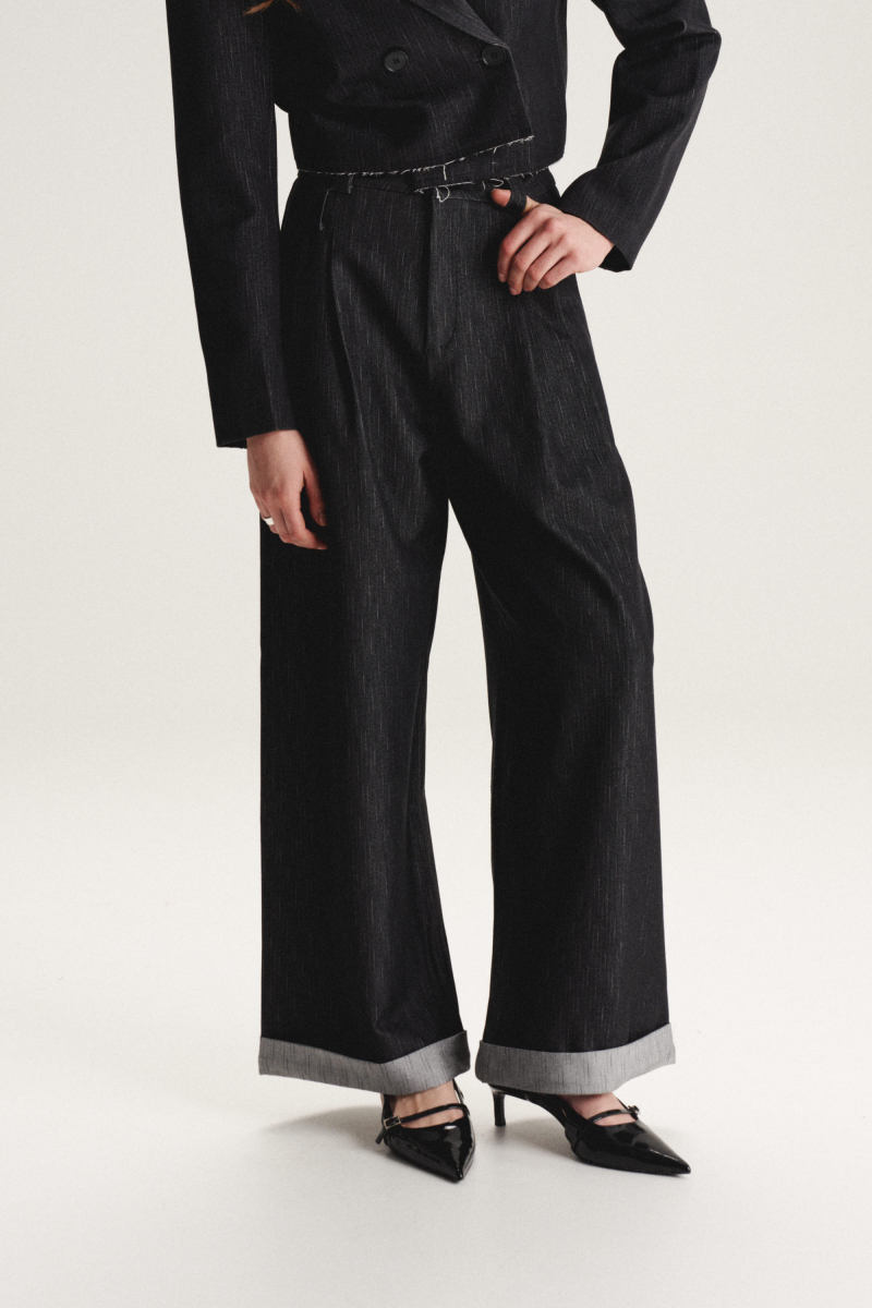 Брюки структурированные широкие SAGAS, цвет: серый, 250704 купить онлайн