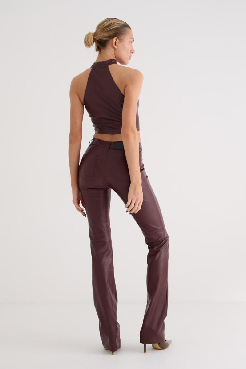 Брюки из кожи CULTBASE, цвет: Бордовый,  купить онлайн