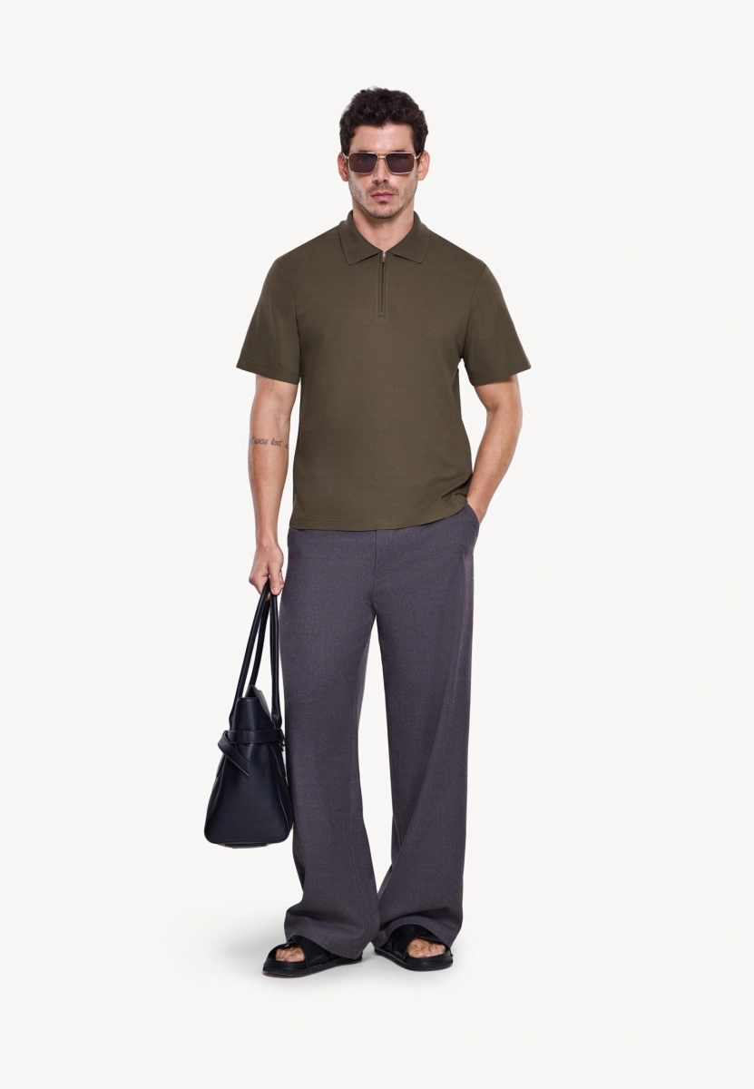 Мужской джемпер с воротником поло MUTED, цвет: Хаки/оливковый, 904463.MTSH0031_Khaki-olive купить онлайн