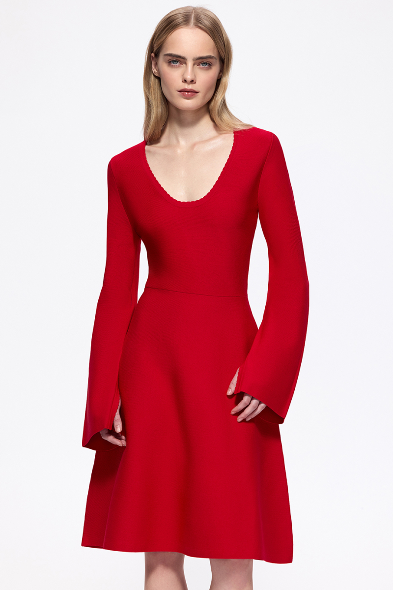 Платье вязаное с рукавом-клеш DREAMS BY ALENA AKHMADULLINA, цвет: красный, 225104070304139/105000 купить онлайн