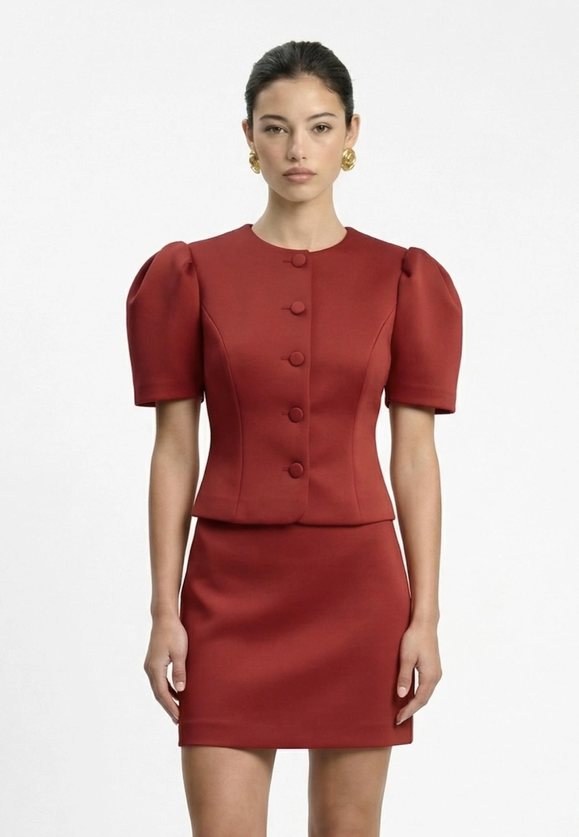 Жакет с объемными рукавами из сатина