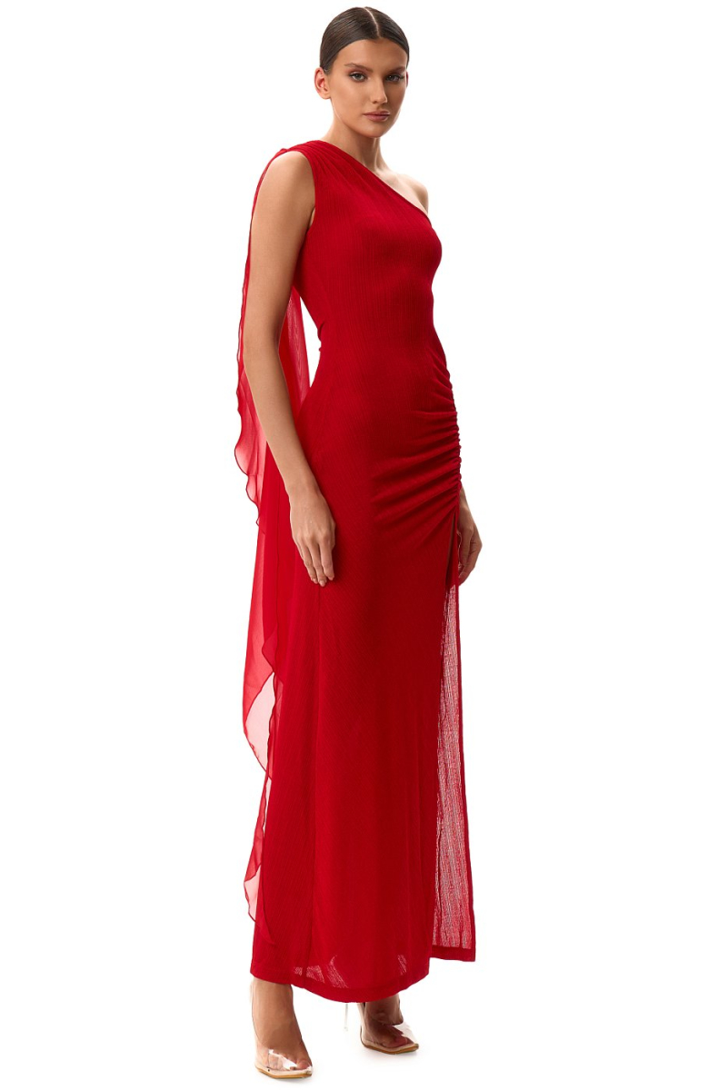 Платье со шлейфом на плече SODAMODA, цвет: красный, 16105 купить онлайн