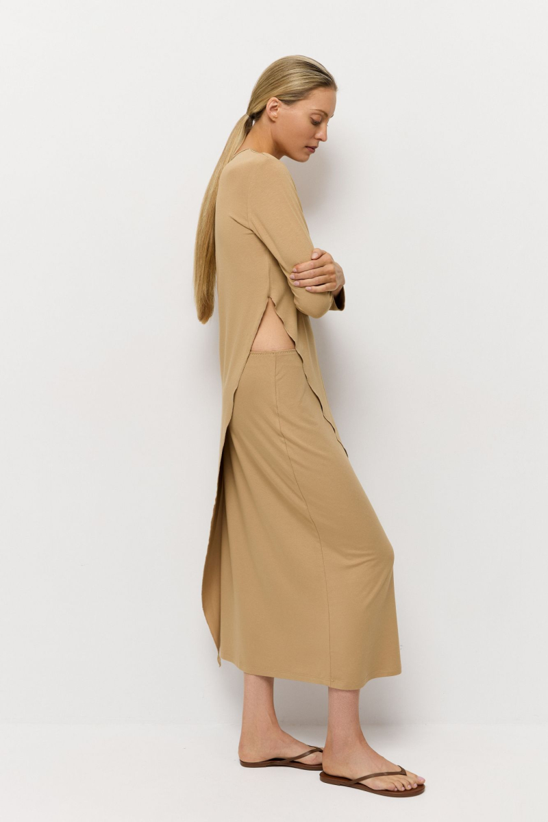 Лонгслив асимметричный AROUND, цвет: бежевый, 219_111VE01 купить онлайн