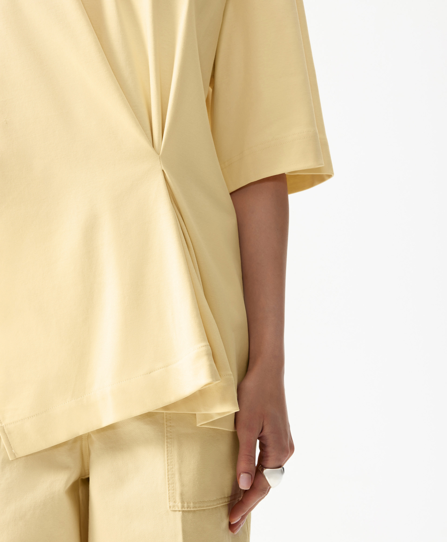 Футболка с асимметричным вертикальным защипом GLVR, цвет: Желтый, 126G24GAC1202 купить онлайн