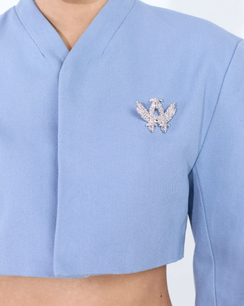 Жакет укороченный из канваса ASIA ST 71, цвет: синий, Ast71.jacket-crop-canvas-blue купить онлайн