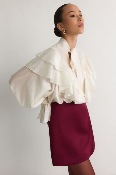 Блуза с воланами TOPTOP, цвет: белый, TTS.020.17360.100 купить онлайн