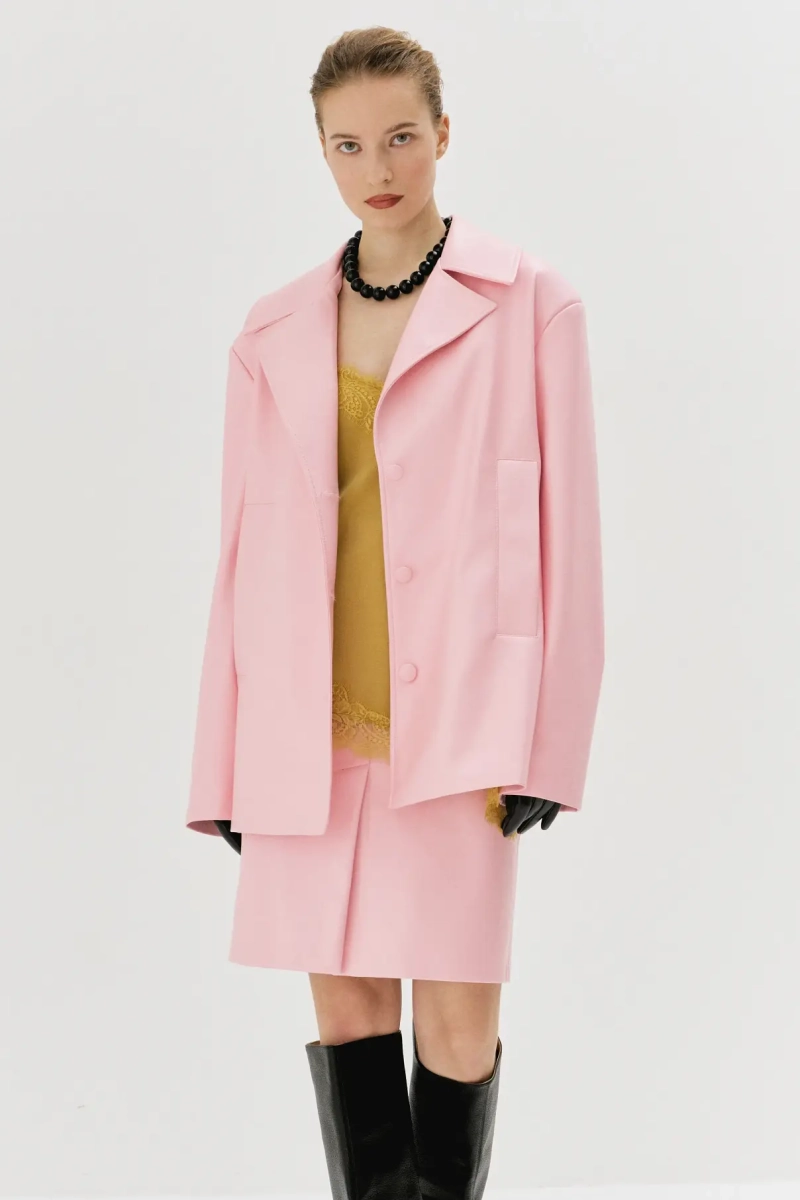 Жакет удлиненный из экокожи