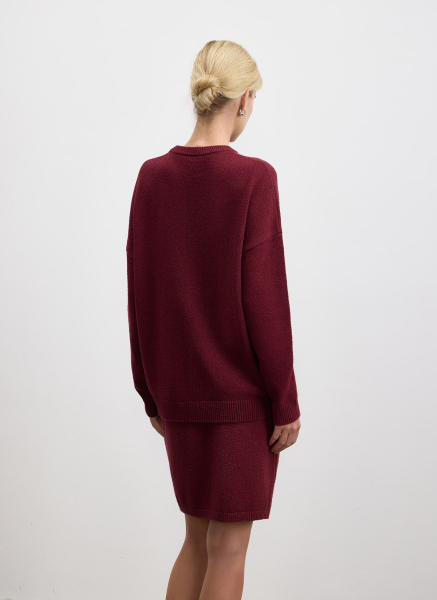 Джемпер фактурной вязки из хлопка ALL WE NEED, цвет: Бордовый,  купить онлайн