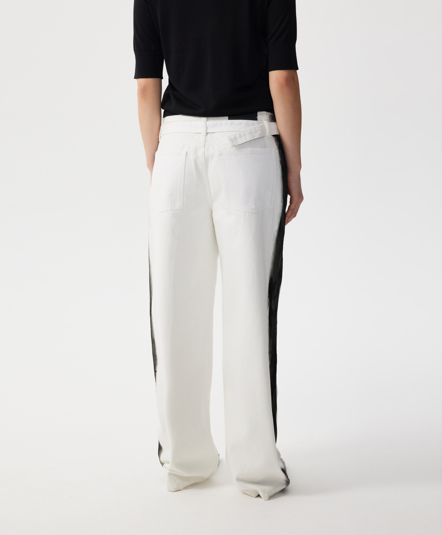 Джинсы-трубы с лампасами GLVR, цвет: белый, 126G21GAC6322 купить онлайн