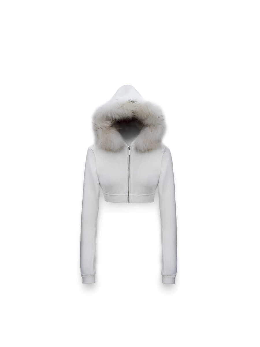 Мини-худи на молнии с мехом ABC, цвет: бежевый, 00-174 купить онлайн