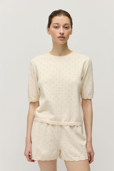 Джемпер пуантель из хлопка с кашемиром