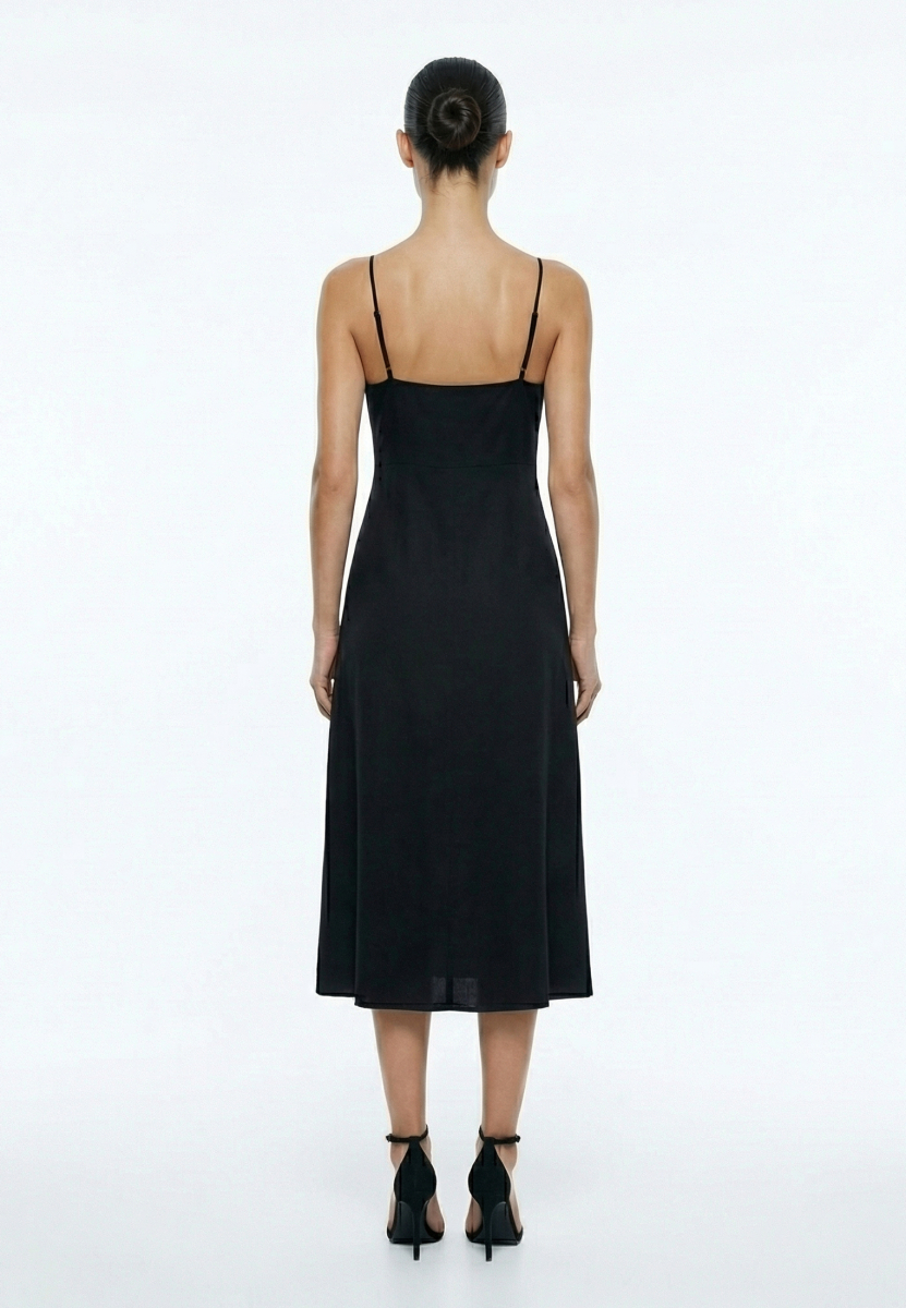 Платье миди из вискозы на бретелях REFERT, цвет: Черный, 08-3352/1-2511 купить онлайн