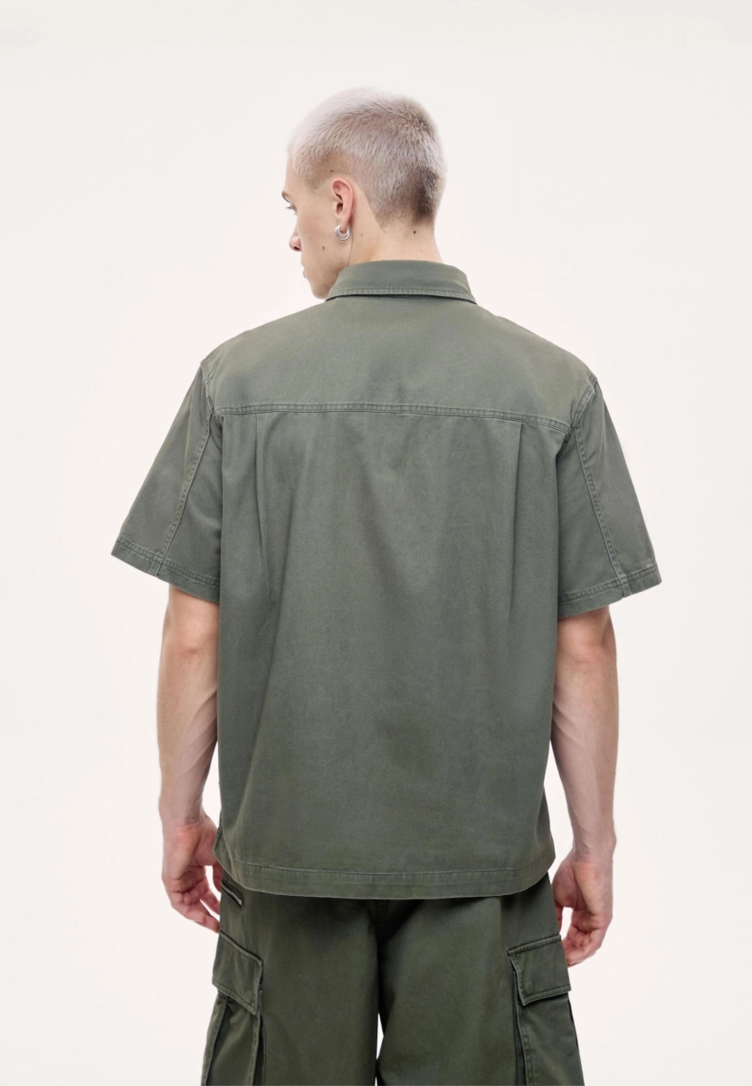Мужская рубашка карго из твила MUTED, цвет: Темно-зеленый, 904737.MSHR0025_Dark-green купить онлайн