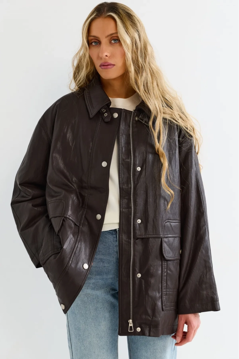 Утепленная парка из экокожи