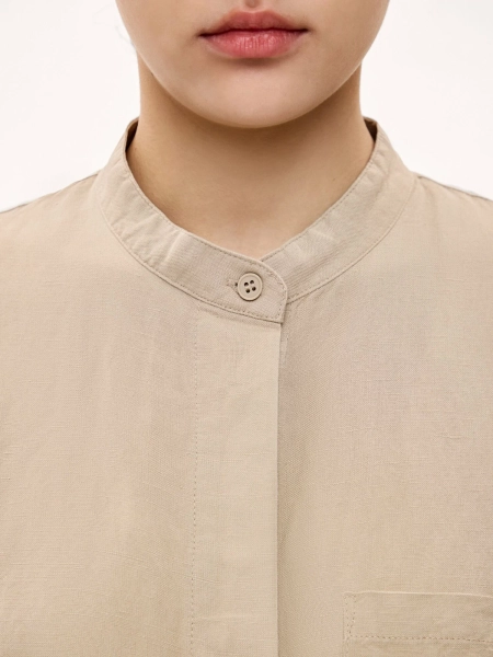 Женская блуза льняная MUTED, цвет: бежевый, 904737.WSHR0026_Beige купить онлайн