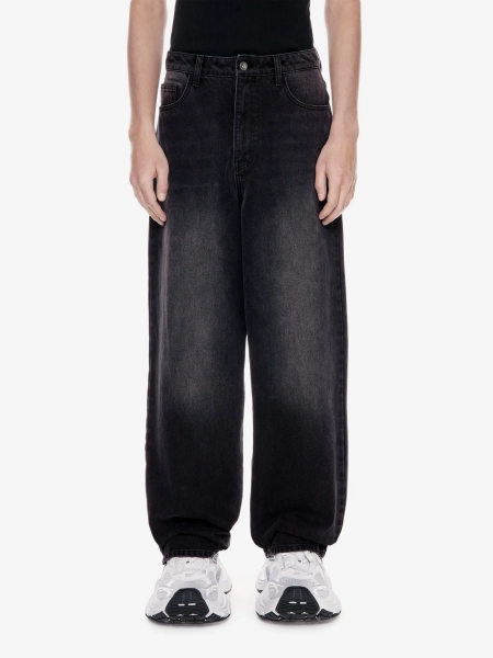 Широкие джинсы завышенной посадки POST POST SCRIPTUM, цвет: выстиранный черный, 1048.10.00.BLK купить онлайн