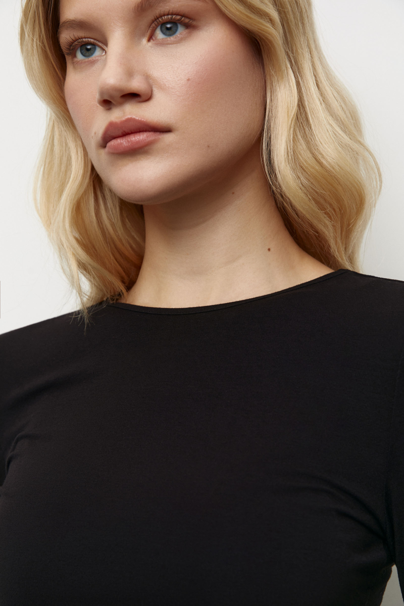 Лонгслив базовый из вискозы Charmstore, цвет: Черный, 205-13465-880 купить онлайн Лонгслив базовый из вискозы Charmstore, цвет: Черный, 205-13465-880 купить онлайн