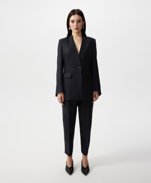 Пиджак полуприлегающего силуэта без воротника GLVR, цвет: Черный, 126G21GAC4811 купить онлайн