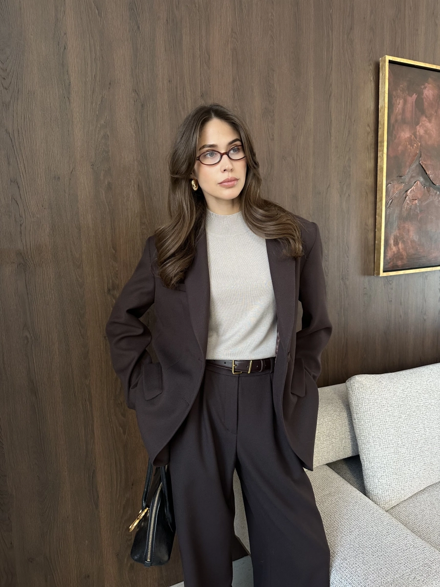 Брюки из вискозы на заниженной талии VLVT, цвет: коричневый, 00-00005361 купить онлайн