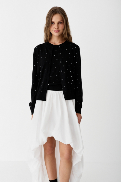 Кардиган тонкой вязки в горошек Ricoco, цвет: Черный, 7095/1 купить онлайн