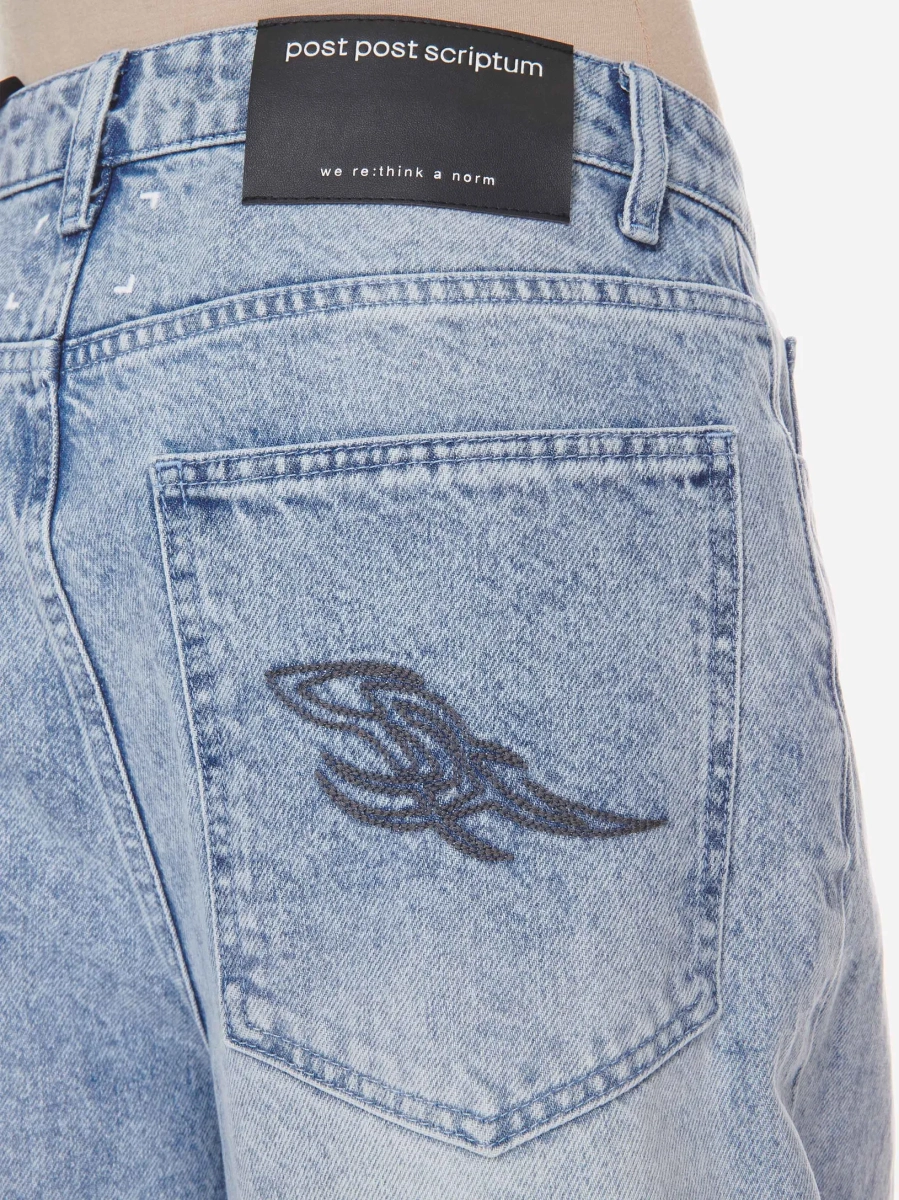 Широкие джинсы завышенной посадки POST POST SCRIPTUM, цвет: синий винтажный, 1048.10.00.BLU купить онлайн