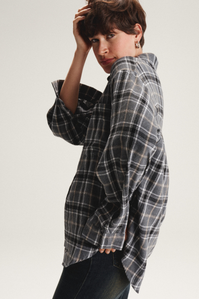 Рубашка в клетку SAGAS, цвет: серый,  купить онлайн