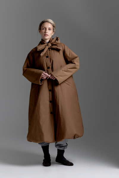 Тренч утепленный макси длины