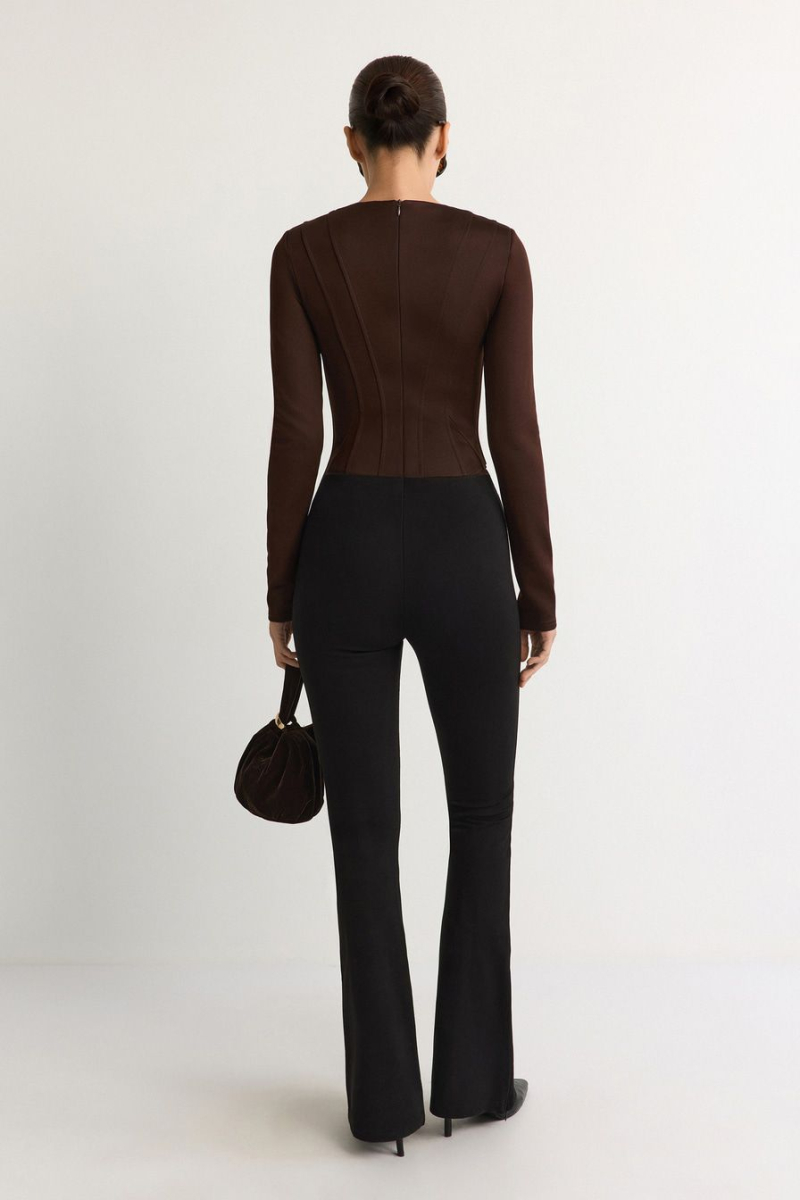 Боди с широкими плечами TOPTOP, цвет: коричневый, TTS.023.18296.700 купить онлайн