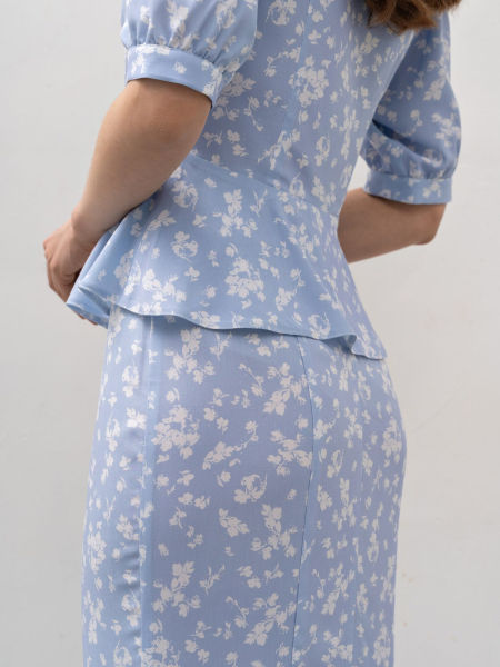 Юбка в цветочный принт TRES, цвет: голубой, НФ-00002767 купить онлайн