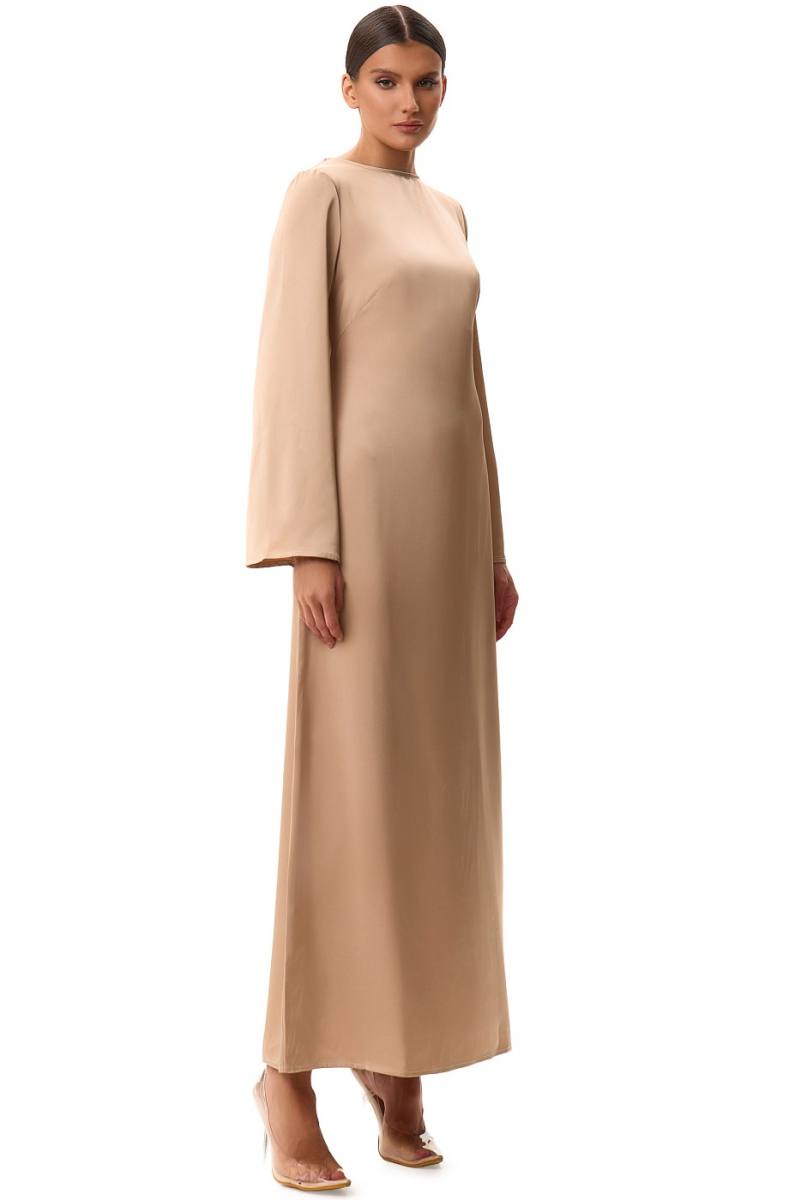 Платье приталенное макси SODAMODA, цвет: бежевый, 11999 купить онлайн