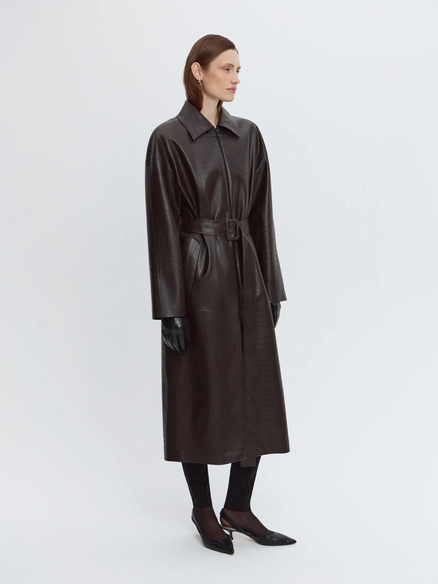 Плащ из фактурной экокожи ANNA PEKUN, цвет: коричневый, 14.2578.700 купить онлайн