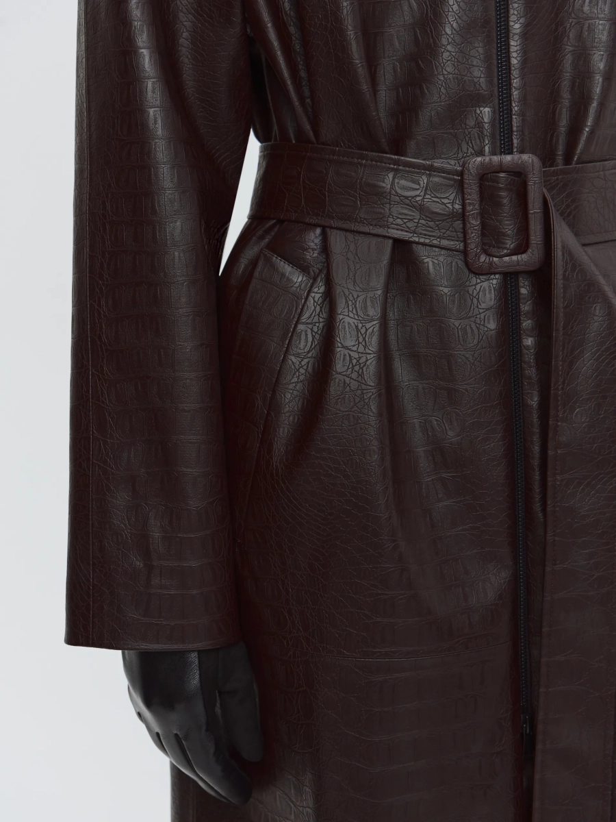 Плащ из фактурной экокожи ANNA PEKUN, цвет: коричневый, 14.2578.700 купить онлайн